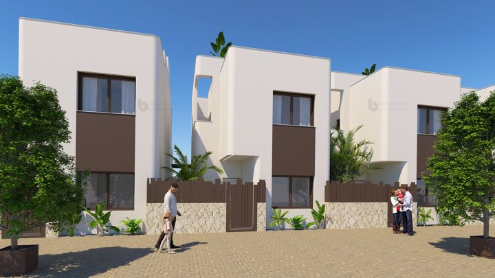 Wunderschöne Villen mit 3 Schlafzimmern, 3 Bädern, Dachterrasse, Fußbodenheizung in Bädern und Privatpool nur 1 km vom Strand