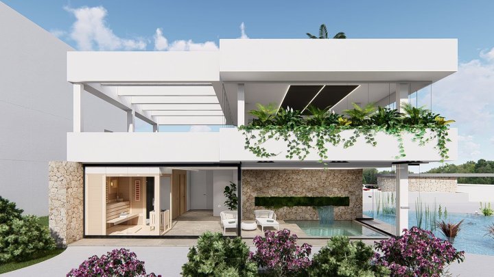 Appartements mit 3 Schlafzimmern, 2 Bädern, Klimaanlage, Einbauküchen mit Elektrogeräten, Tiefgaragenstellplatz, Gemeinschaftspool und Spa