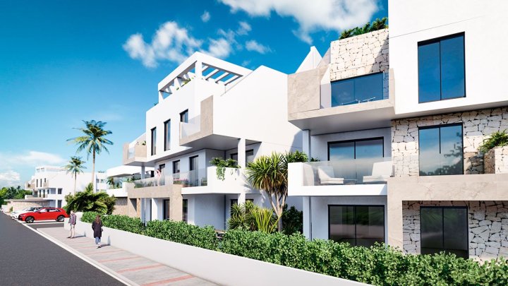 Appartements mit 3 Schlafzimmern, 2 Bädern, Klimaanlage, Einbauküchen mit Elektrogeräten, Tiefgaragenstellplatz, Gemeinschaftspool und Spa