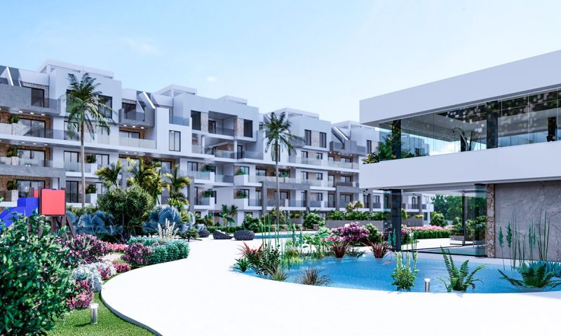 Appartements mit 3 Schlafzimmern, 2 Bädern, Klimaanlage, Einbauküchen mit Elektrogeräten, Tiefgaragenstellplatz, Gemeinschaftspool und Spa