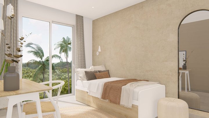 Appartements mit 3 Schlafzimmern, 2 Bädern, Klimaanlage, Einbauküchen mit Elektrogeräten, Tiefgaragenstellplatz, Gemeinschaftspool und Spa
