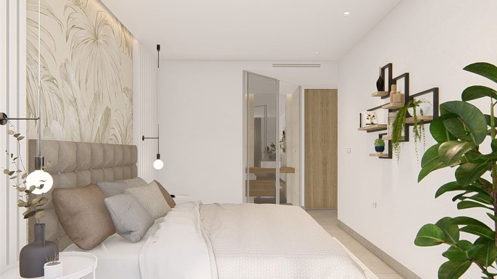 Appartements mit 3 Schlafzimmern, 2 Bädern, Klimaanlage, Einbauküchen mit Elektrogeräten, Tiefgaragenstellplatz, Gemeinschaftspool und Spa