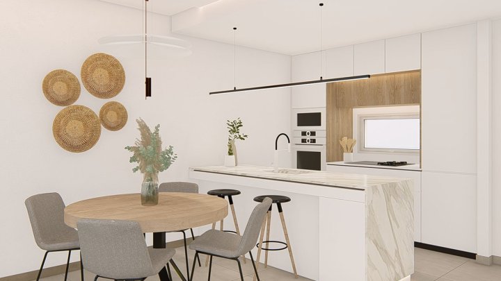 Appartements mit 3 Schlafzimmern, 2 Bädern, Klimaanlage, Einbauküchen mit Elektrogeräten, Tiefgaragenstellplatz, Gemeinschaftspool und Spa