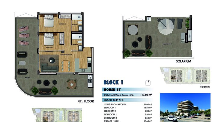 Komfortable Wohnungen mit 2 Schlafzimmern, 2 Bädern, Dachterrasse, Tiefgaragenstellplatz und Gemeinschaftspool nur 750 m vom Strand