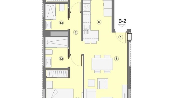Wohnungen mit 2 Schlafzimmern, 2 Bädern, Klimaanlage, Fußbodenheizung in Bädern, Kfz-Stellplatz und Meerblick nur 1 km vom Strand