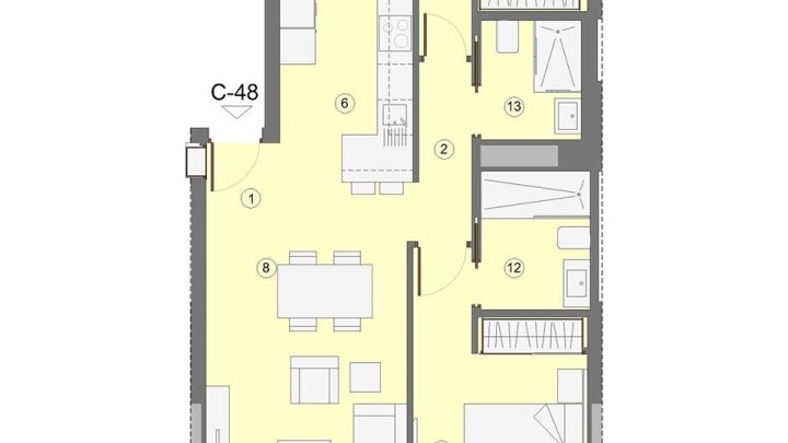 Wohnungen mit 2 Schlafzimmern, 2 Bädern, Klimaanlage, Fußbodenheizung in Bädern, Kfz-Stellplatz und Meerblick nur 1 km vom Strand