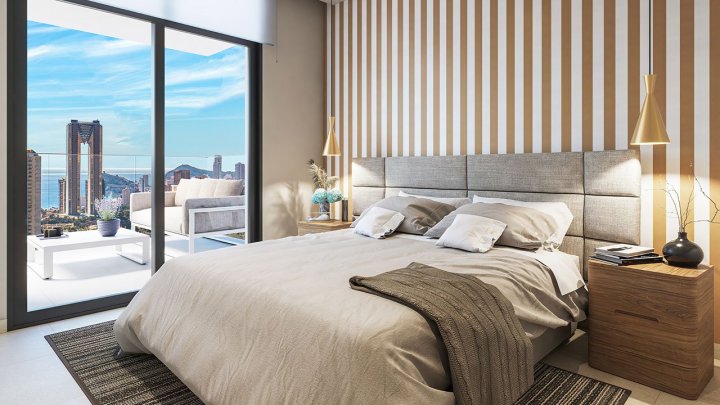 Penthouse-Wohnungen mit 3 Schlafzimmern, 2 Bädern, Gäste-WC, Klimaanlage, Fußbodenheizung, Kfz-Stellplatz und Meerblick nur 1 km vom Strand