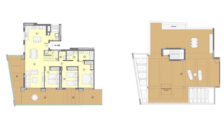 Penthouse-Wohnungen mit 3 Schlafzimmern, 2 Bädern, Gäste-WC, Klimaanlage, Fußbodenheizung, Kfz-Stellplatz und Meerblick nur 1 km vom Strand