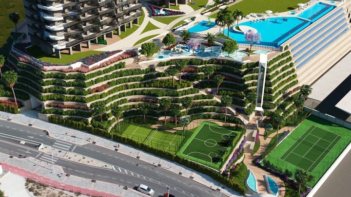 Wohnungen mit 1 Schlafzimmer, 1 Bad, Klimaanlage, Fußbodenheizung in Bädern, Kfz-Stellplatz und Meerblick nur 100 m vom Strand