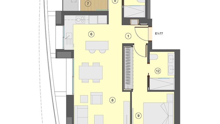 Wohnungen mit 2 Schlafzimmern, 2 Bädern, Klimaanlage, Fußbodenheizung in Bädern, Kfz-Stellplatz und Meerblick nur 100 m vom Strand