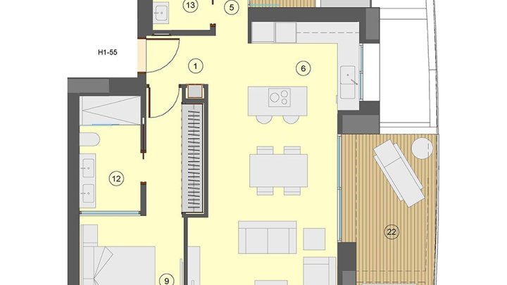 Wohnungen mit 2 Schlafzimmern, 2 Bädern, Klimaanlage, Fußbodenheizung in Bädern, Kfz-Stellplatz und Meerblick nur 100 m vom Strand