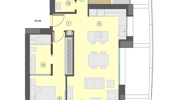 Wohnungen mit 2 Schlafzimmern, 2 Bädern, Klimaanlage, Fußbodenheizung in Bädern, Kfz-Stellplatz und Meerblick nur 100 m vom Strand