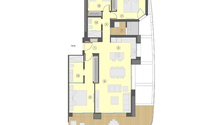 Wohnungen mit 3 Schlafzimmern, 2 Bädern, Klimaanlage, Fußbodenheizung in Bädern, Kfz-Stellplatz und Meerblick nur 100 m vom Strand