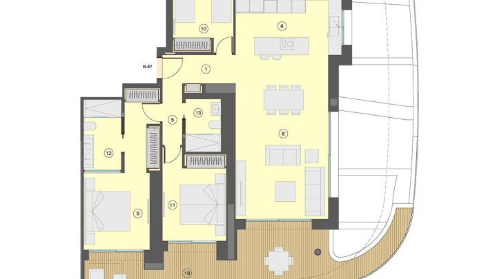 Wohnungen mit 3 Schlafzimmern, 2 Bädern, Klimaanlage, Fußbodenheizung in Bädern, Kfz-Stellplatz und Meerblick nur 100 m vom Strand