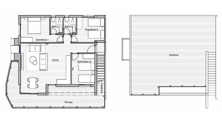 Komfortable Obergeschoss-Wohnungen mit 3 Schlafzimmern, 2 Badezimmern, privater Dachterrasse und Gemeinschaftspool