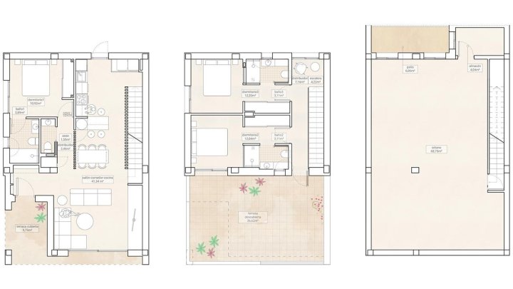 Moderne Villen mit 3 Schlafzimmern, 3 Bädern, Gäste-WC, Keller, Klimaanlage und Privatpool in wunderschöner Umgebung