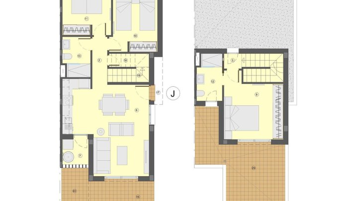 Moderne zweigeschossige Doppelhaushälften mit 3 Schlafzimmern, 2 Bädern und Gemeinschaftspool in wunderschöner Umgebung