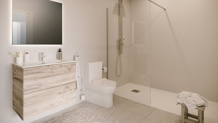 Penthouse-Wohnungen mit 3 Schlafzimmern, 2 Bädern, Vorinstallation Klimaanlage, Kfz-Stellplatz und Gemeinschaftspool nur 700 m vom Strand