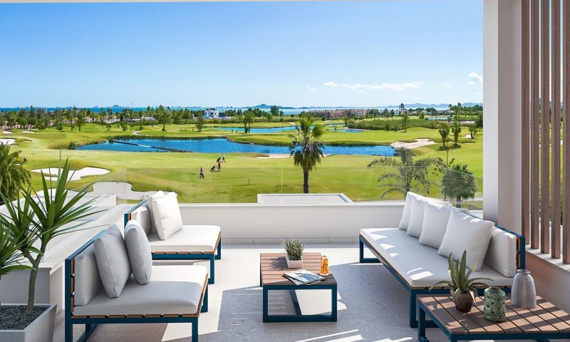 Penthouse-Wohnungen mit 3 Schlafzimmern, 2 Bädern, Dachterrasse, Gemeinschaftspool und Meerblick direkt am Golfplatz von La Serena Golf