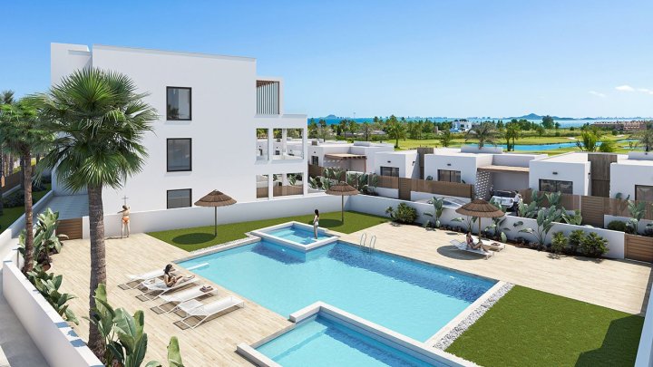 Penthouse-Wohnungen mit 3 Schlafzimmern, 2 Bädern, Dachterrasse, Gemeinschaftspool und Meerblick direkt am Golfplatz von La Serena Golf