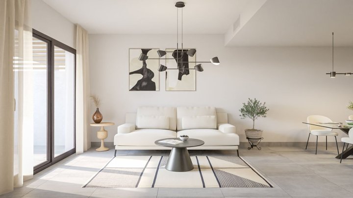 Appartements mit 2 Schlafzimmern, 2 Bädern, Domotiksystem, Alarmanlage, Gemeinschaftspool, Aufzug und Tiefgaragenstellplatz