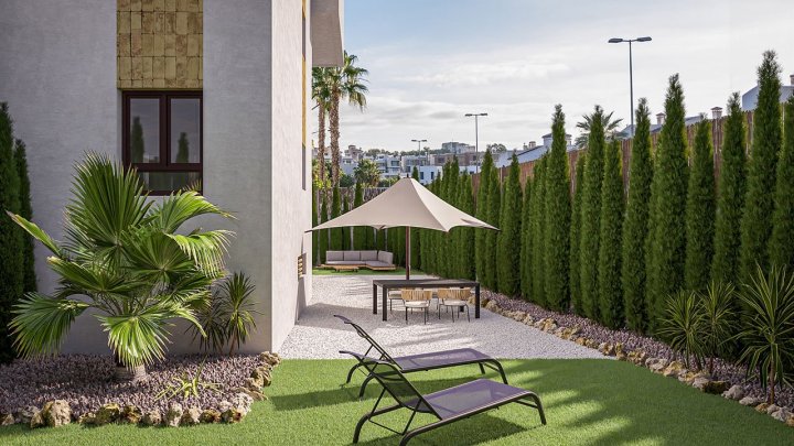 Appartements mit 2 Schlafzimmern, 2 Bädern, Domotiksystem, Alarmanlage, Gemeinschaftspool, Aufzug und Tiefgaragenstellplatz