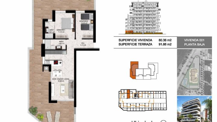 Appartements mit 2 Schlafzimmern, 2 Bädern, Tiefgaragenstellplatz, Gemeinschaftspool und schönem Ausblick nur 1.200 m vom Jachthafen und Strand