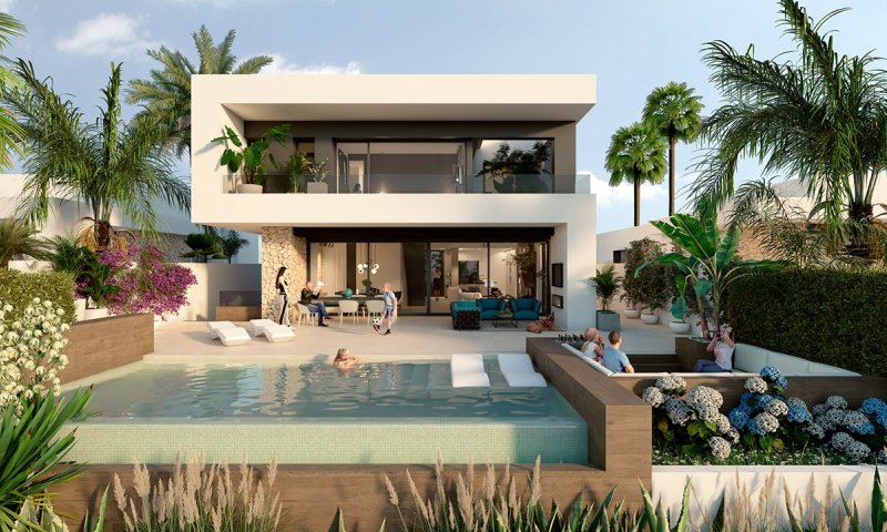 Fantastische Villen mit 3 Schlafzimmern, 3 Bädern, Klimaanlage, Fußbodenheizung und Privatpool in erester Linie am Golfplatz