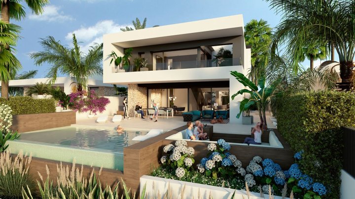 Fantastische Villen mit 3 Schlafzimmern, 3 Bädern, Klimaanlage, Fußbodenheizung und Privatpool in erester Linie am Golfplatz