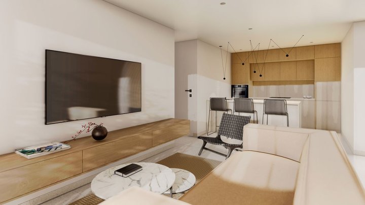 Appartements mit 2 Schlafzimmern, 2 Bädern, Klimaanlage und Einbauküchen mit Elektrogeräten in abgeschlossener Anlage mit Gemeinschaftspool und SPA