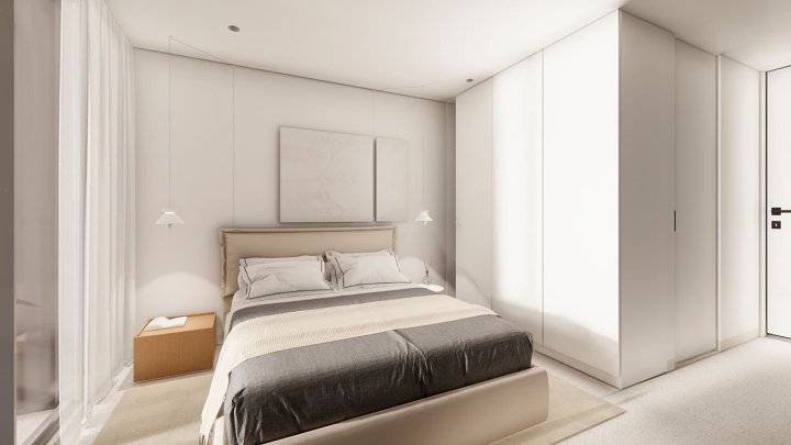 Appartements mit 2 Schlafzimmern, 2 Bädern, Klimaanlage und Einbauküchen mit Elektrogeräten in abgeschlossener Anlage mit Gemeinschaftspool und SPA