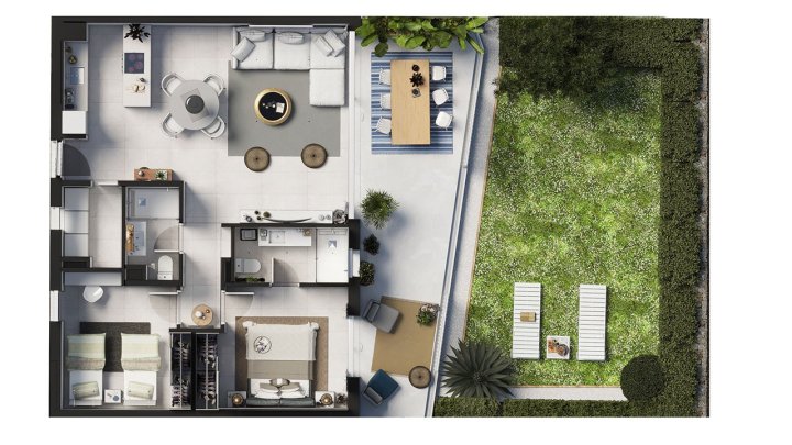 Appartements mit 2 Schlafzimmern, 2 Bädern, Klimaanlage, Gemeinschaftspool, Kfz-Stellplatz und Ausblick auf den nahegelegenen Jachthafen