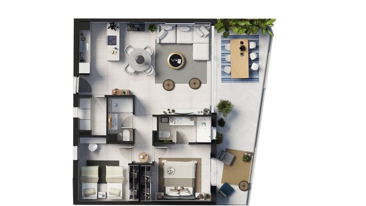 Appartements mit 2 Schlafzimmern, 2 Bädern, Klimaanlage, Gemeinschaftspool, Kfz-Stellplatz und Ausblick auf den nahegelegenen Jachthafen