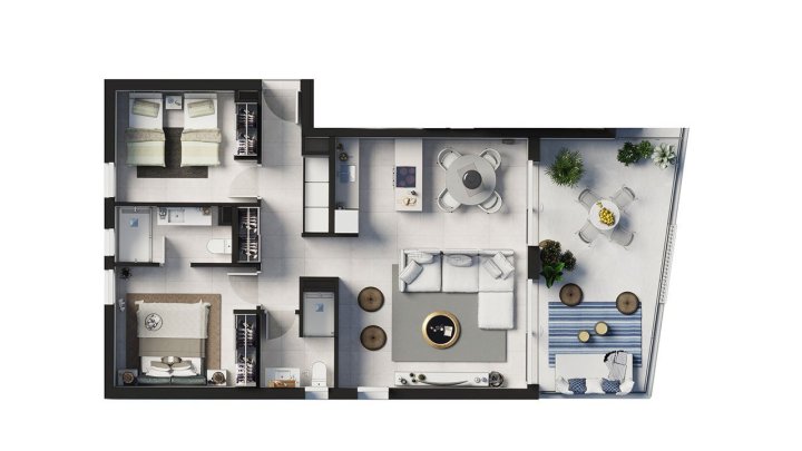 Appartements mit 2 Schlafzimmern, 2 Bädern, Klimaanlage, Gemeinschaftspool, Kfz-Stellplatz und Ausblick auf den nahegelegenen Jachthafen