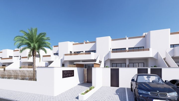 Obergeschoss-Wohnungen mit 3 Schlafzimmern, 2 Bädern, Dachterrasse, Kfz-Stellplatz und Gemeinschaftspool