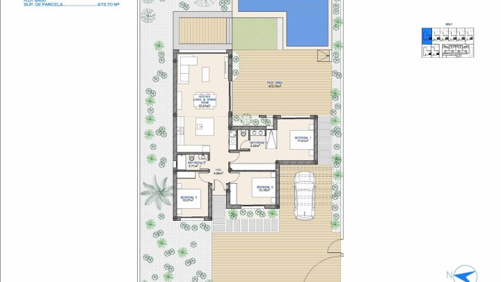 Villen mit 3 Schlafzimmern, 2 Bädern, Vorinstallation Klimaanlage, Privatpool und Meerblick direkt am Golfplatz von La Serena Golf
