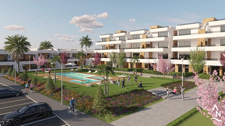 Erdgeschoss-Wohnungen mit 3 Schlafzimmern, 2 Bädern und Gemeinschaftspool in sehr schönem Golf-Resort
