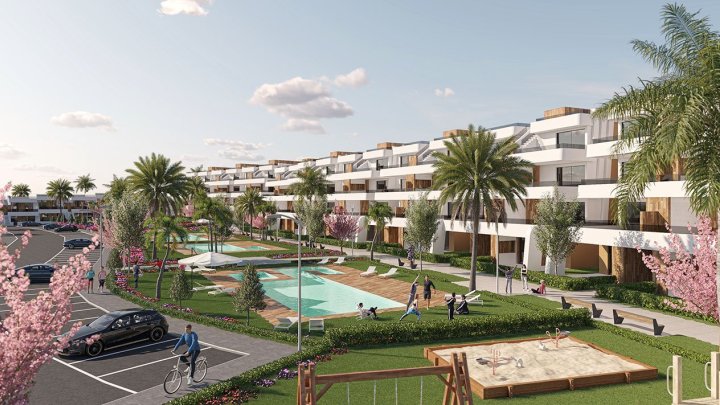 Erdgeschoss-Wohnungen mit 3 Schlafzimmern, 2 Bädern und Gemeinschaftspool in sehr schönem Golf-Resort