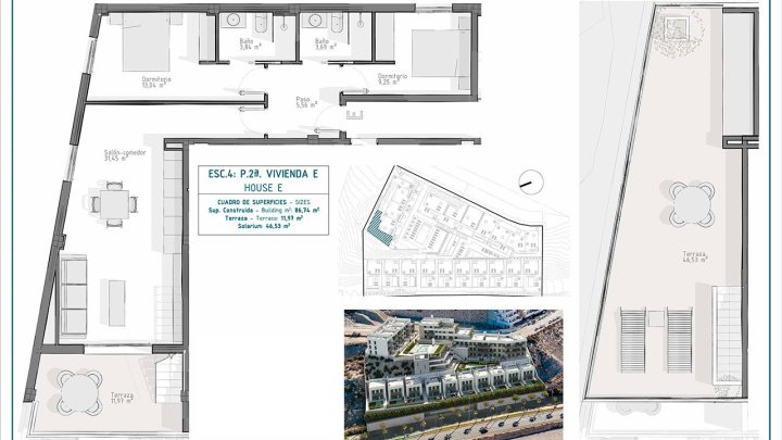 Penthouse-Wohnungen mit 2 Schlafzimmern, 2 Bädern, Dachterrasse mit Meerblick, Tiefgaragenstellplatz und Gemeinschaftspool nur ca. 700 m vom Strand