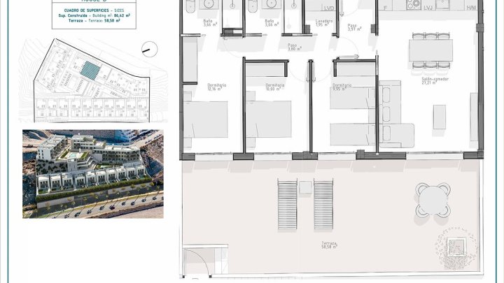 Appartements mit 3 Schlafzimmern, 2 Bädern, Tiefgaragenstellplatz und Gemeinschaftspool nur ca. 700 m vom Strand