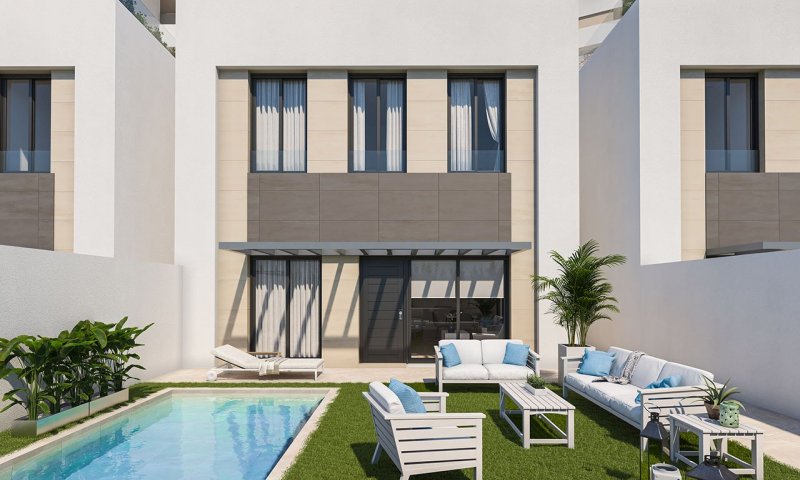 Villen mit 4 Schlafzimmern, 3 Bädern, Dachterrasse mit Meerblick, Tiefgaragenstellplatz und Gemeinschaftspool nur ca. 700 m vom Strand