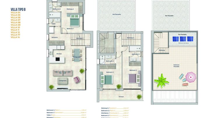 Exklusive Villen mit 3 Schlafzimmern, 3 Bädern, Gäste-WC, Privatpool und Dachterrasse mit Meerblick in wunderschöner Umgebung