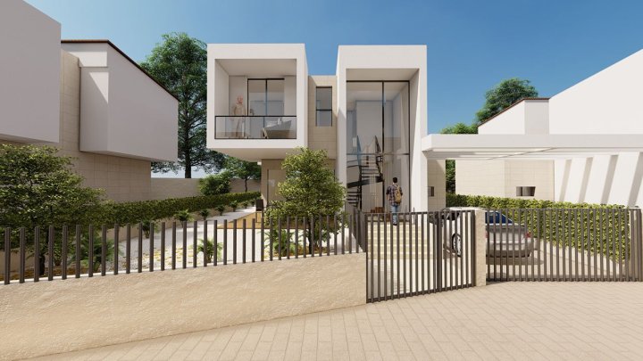 Villen mit 3 Schlafzimmern, 3 Bädern, Klimaanlage, Einbauküchen mit Elektrogeräten, Meerblick, Privatpool und Kfz-Stellplatz