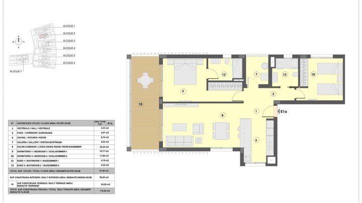 Appartements mit 2 Schlafzimmern, 2 Bädern, Fußbodenheizung in Bädern, Klimaanlage und Gemeinschaftspool nur 300 m vom Strand