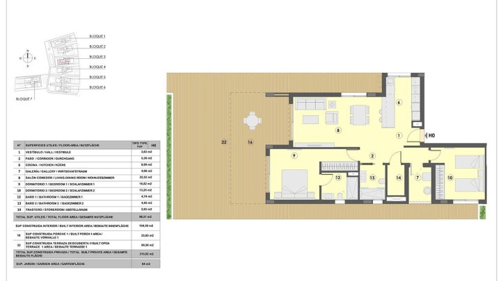 Appartements mit 2 Schlafzimmern, 2 Bädern, Fußbodenheizung in Bädern, Klimaanlage und Gemeinschaftspool nur 300 m vom Strand