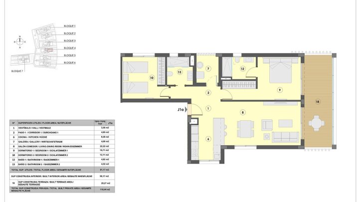 Appartements mit 2 Schlafzimmern, 2 Bädern, Fußbodenheizung in Bädern, Klimaanlage und Gemeinschaftspool nur 300 m vom Strand