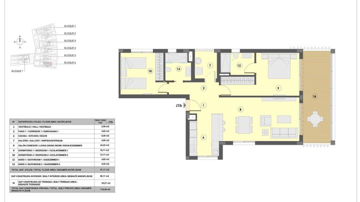 Appartements mit 2 Schlafzimmern, 2 Bädern, Fußbodenheizung in Bädern, Klimaanlage und Gemeinschaftspool nur 300 m vom Strand