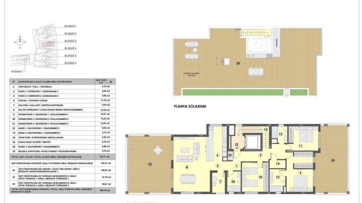 Penthouse-Wohnungen mit 3 Schlafzimmern, Dachterrasse, Fußbodenheizung in Bädern, Klimaanlage und Gemeinschaftspool nur 300 m vom Strand