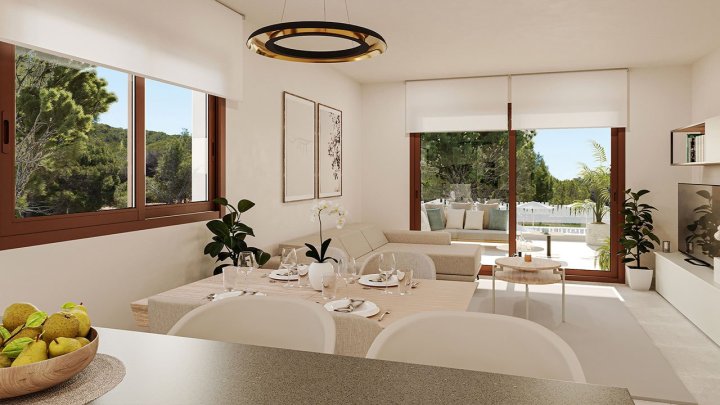 Appartements mit 3 Schlafzimmern, 2 Bädern, Fußbodenheizung, Klimaanlage und Gemeinschaftspool nur 250 m vom Meer