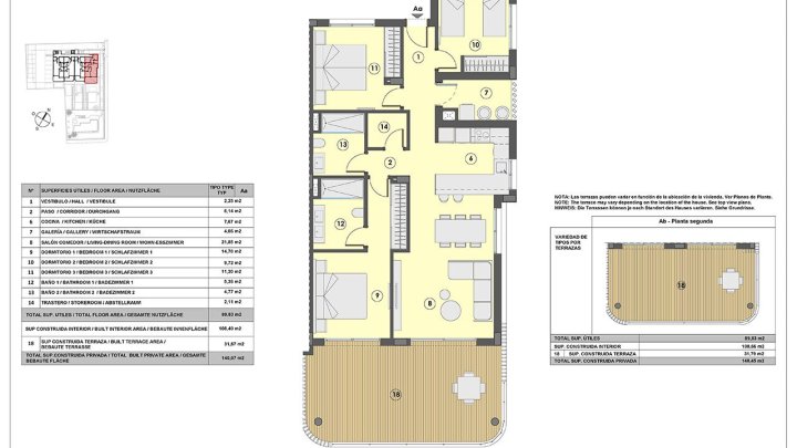 Appartements mit 3 Schlafzimmern, 2 Bädern, Fußbodenheizung, Klimaanlage und Gemeinschaftspool nur 250 m vom Meer